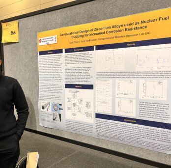 Moiz next to his poster at the 2025 Undergraduate Research Forum at UIC
                  